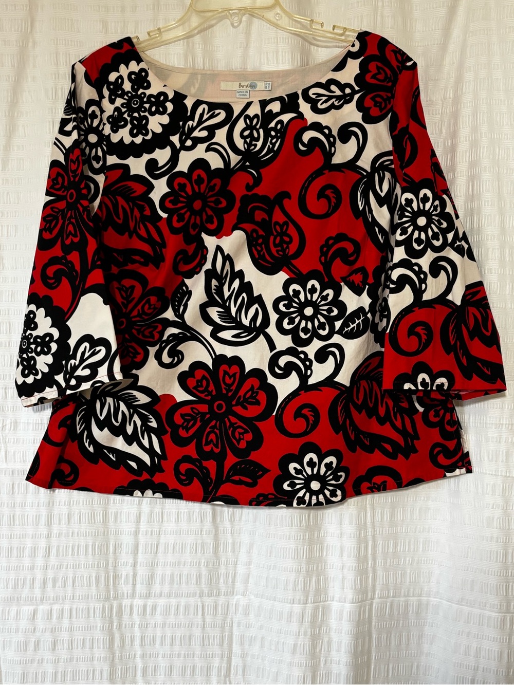Boden Ursula 3/4 Sleeve Floral Blouse Top Black & Red Sz 16 - Picture 2 of 9